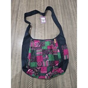 Donna Sharp Bag Pink Green Patchwork Floral Hobo Canterbury Debbie Boho Hippie